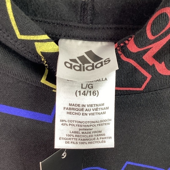 ADDIDAS GIRLS SIZE L 14/16 FLEECE HOODIE SWEATER SPORT LOGO KIDS NWT - Picture 11 of 14